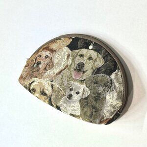 Signare Tapestry Makeup Bag Dog Theme Pets Brown Lining Zipper Small